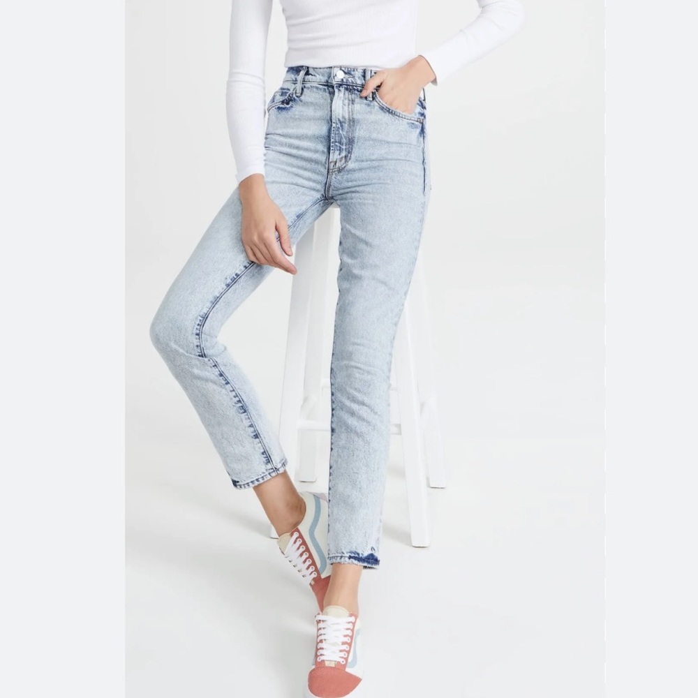 Mother The Swooner Rascal Ankle Jeans Signs and Symbols Light Acid Wash Size 26